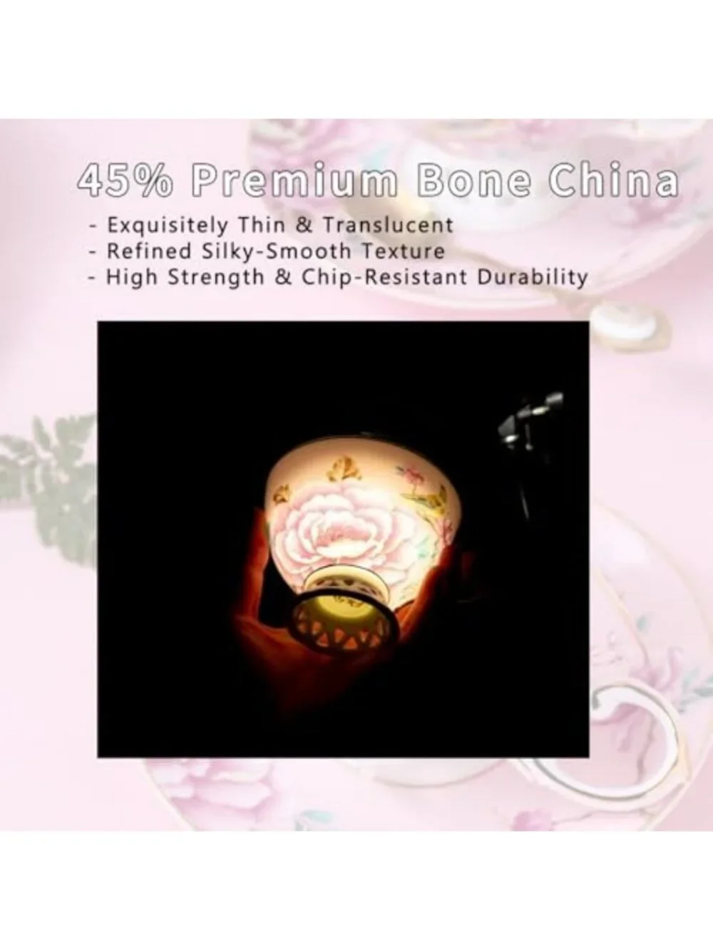 Vintage Floral Bone China Cup & Saucer Set, Gold Trimmed Porcelain Tea Mug